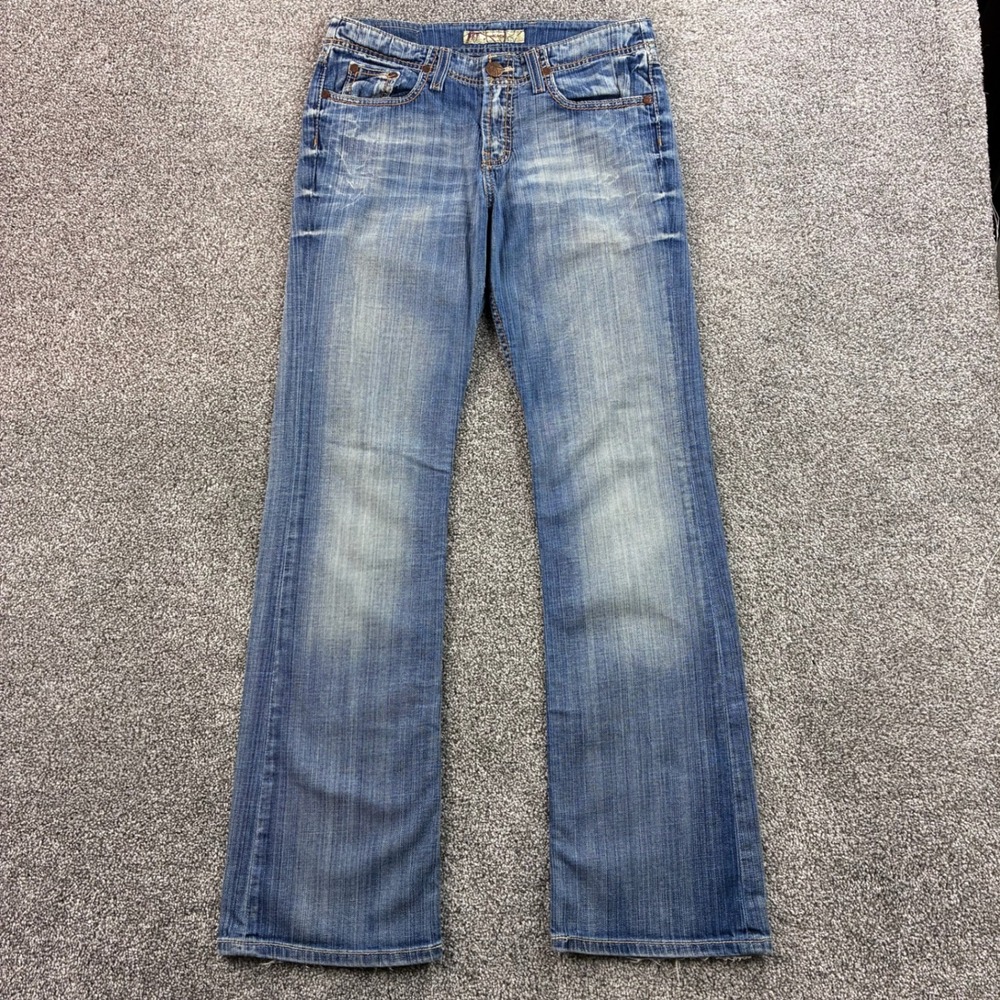 BKE Wendy Jeans Women's 28x33 Blue Denim Faded Whiskered Embroidered Y2K
